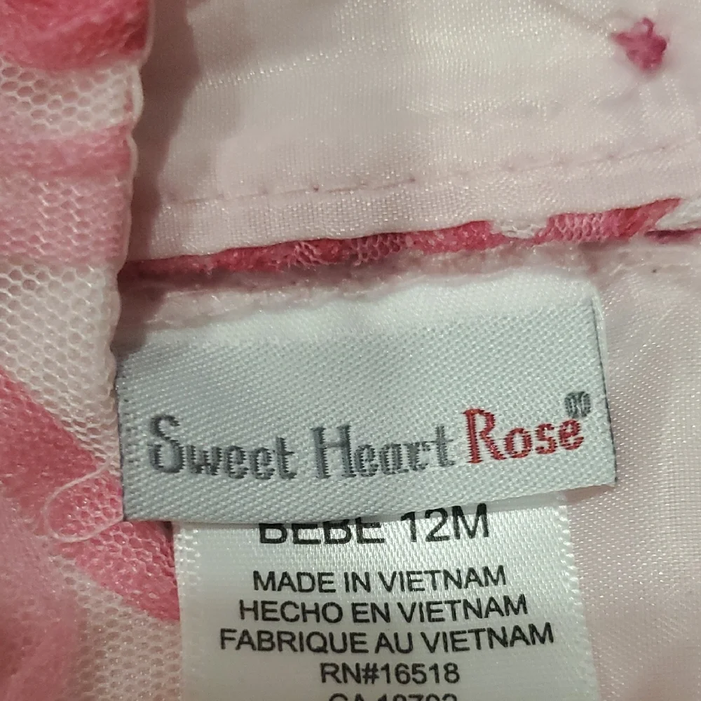 Sweet Heart Rose Pink Floral Tulle Party Dress Size 12M